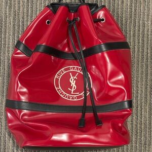 Yves Saint Laurent Red and Black Bagpack